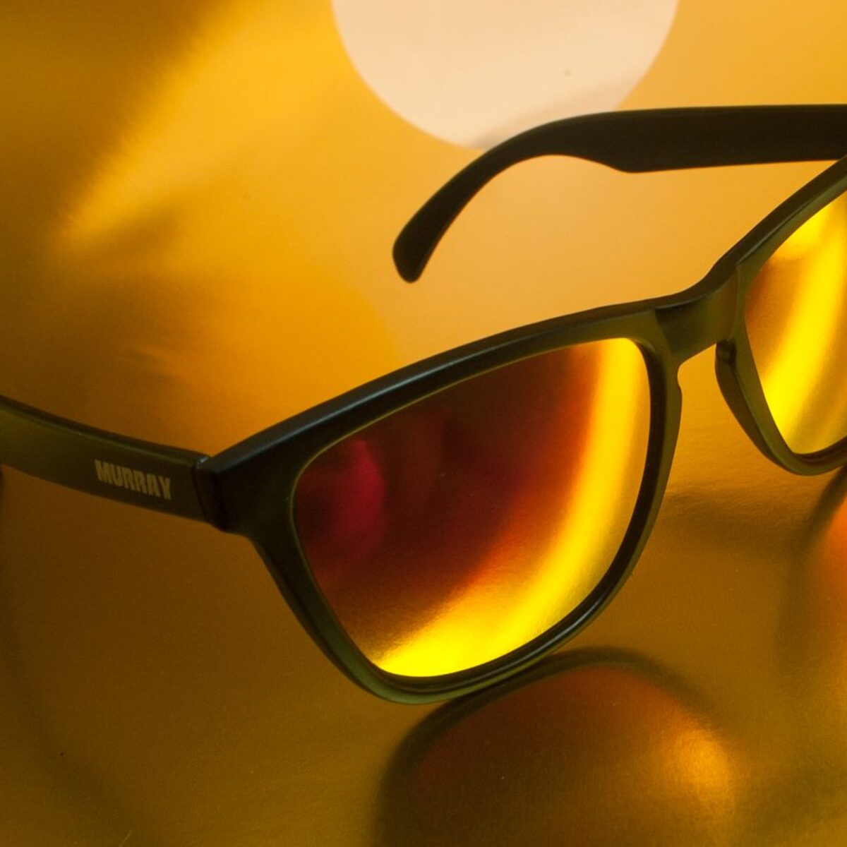 Close-up of a polarized UV400 sunglasses lens