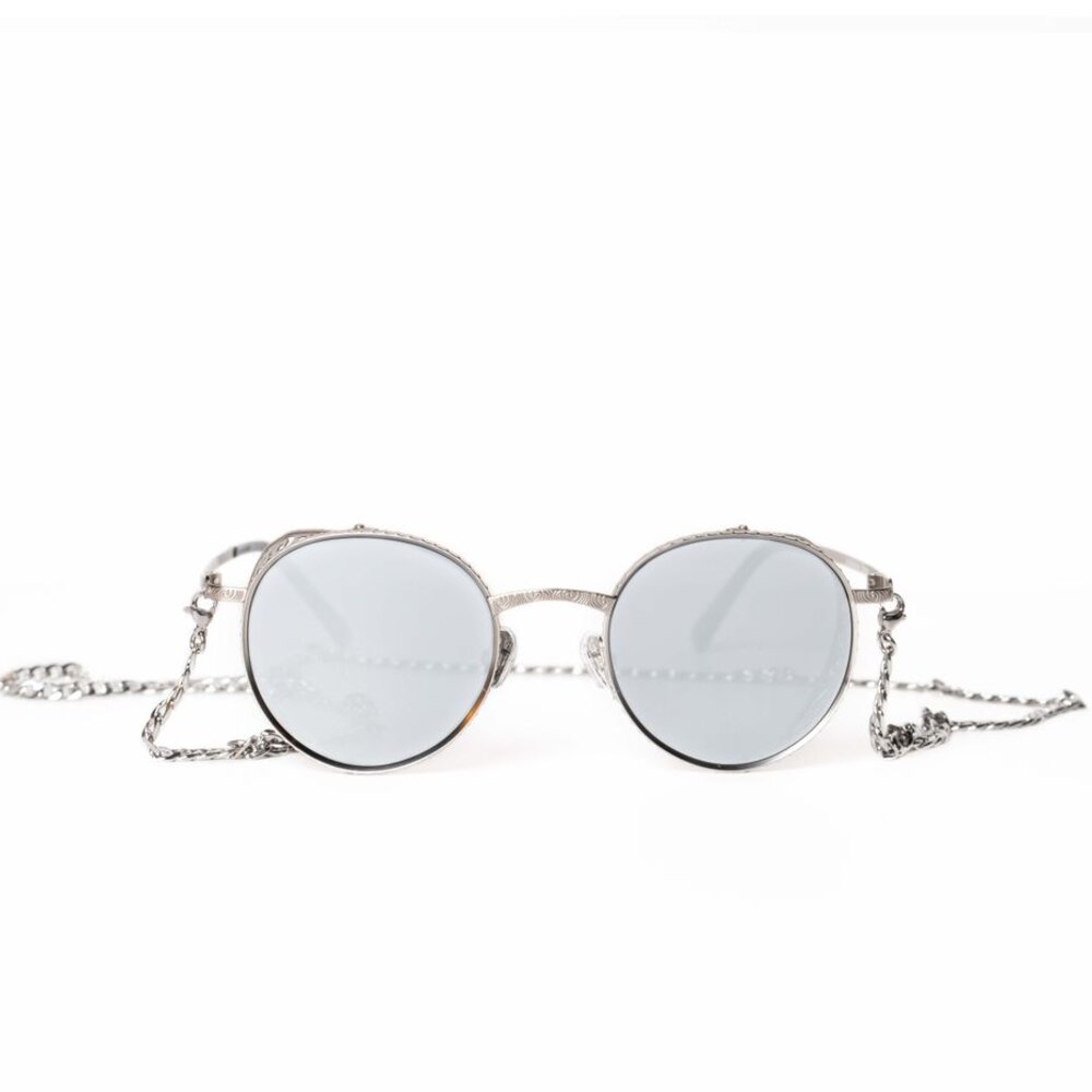 Silver Chain Round retro sunglasses with metal chain detail, Vision Paradise Opticals Haveri